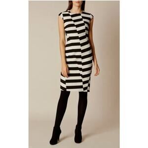 Karen Millen Black & White Block Striped Pencil Dress – Size‎ 8
